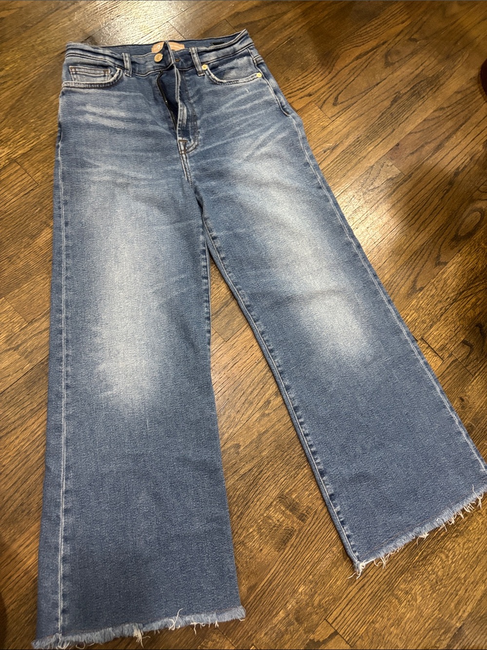7 For All Mankind Women's Wide Leg Jeans in Faded Blue